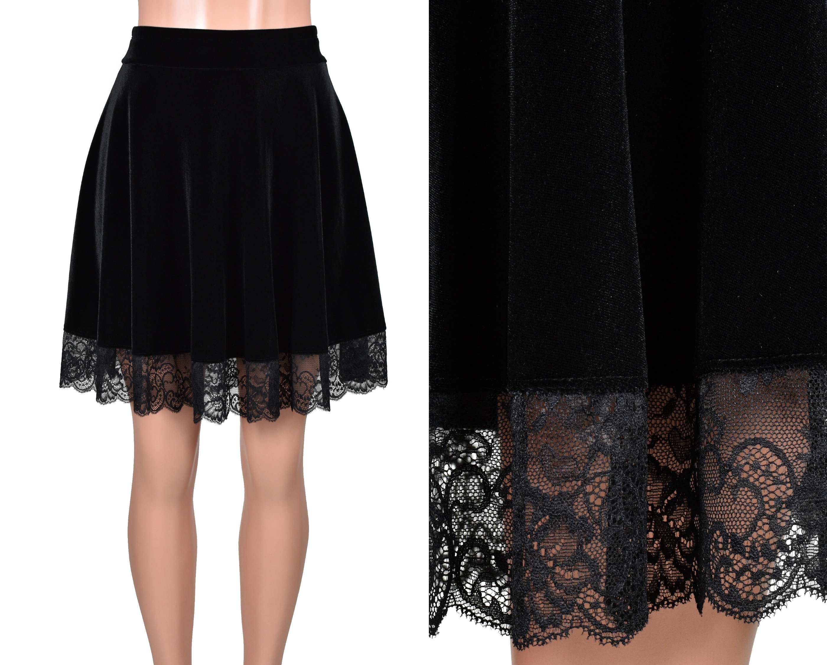 Velvet Lace Skirt Etsy Canada