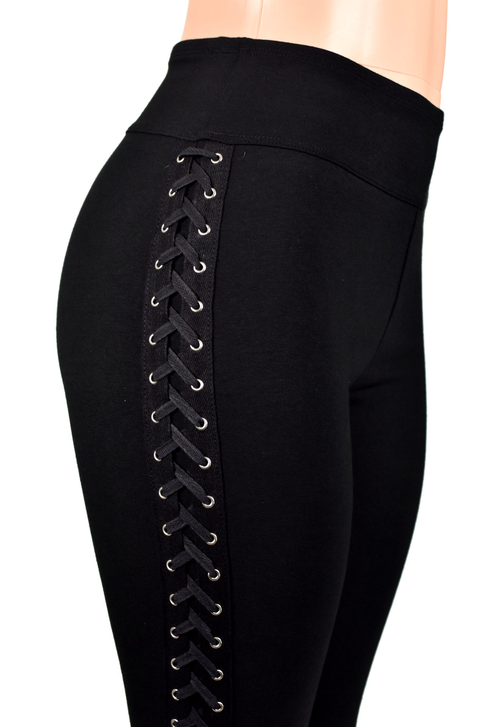 Black Side Laceup Leggings XS S M L XL 2xl 3xl Plus Size Etsy