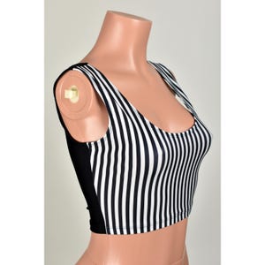 Schwarz Weiß Streifen Spandex Tank Top plus Größe xs s m l xl 2xl 3xl vertikal gestreiftes Stretch ärmelloses Shirt Halloween Kostüm gothic