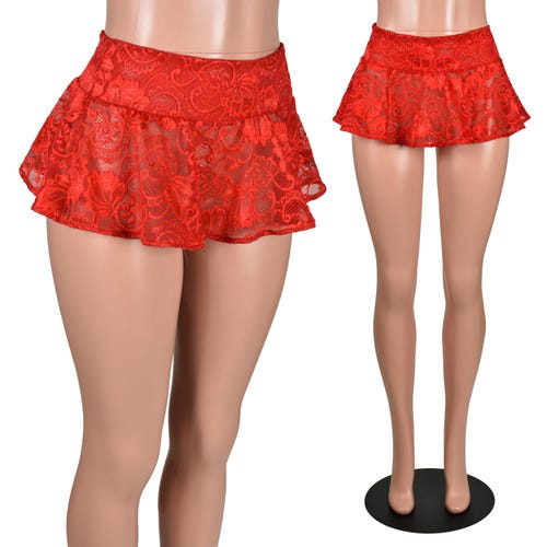 Sheer Red Lace Micro Mini Skirt XS S M L XL 2XL 3XL 4XL plus size see through stretch lingerie | valentine's day gift | comfortable and sexy