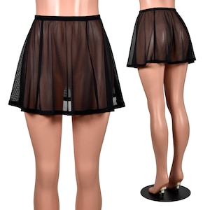 Ausgestelltes Schwarz Netz und elastischen Rock (14 &quot;Länge) Größe XS S M L XL XL 2X 3X 4X plus Größe schiere Netz Dessous abgefackelt Mini Goth Gothic durchsehen