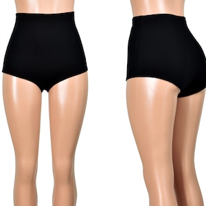 High-Waisted Black Cotton Spandex Booty Shorts XS S M L XL 2XL 3XL plus size stretch hot pants short high rise underwear undies matte