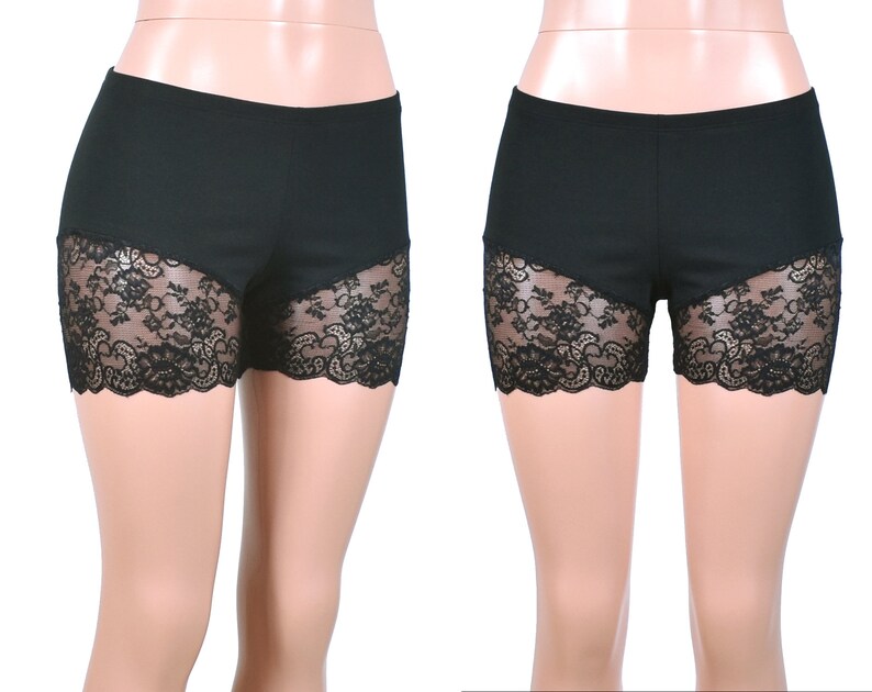 Black Lace Leg Shorts Stretch Plus Size Goth Bike Shorts XS S Etsy