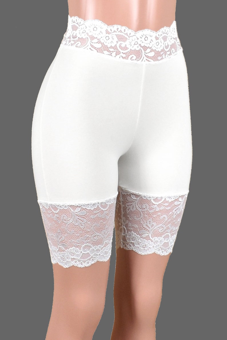 Ivory or White Stretch Lace Shorts high-waisted XS S M L XL | Etsy