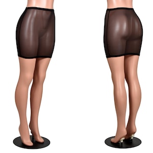 High-Waisted Black Mesh Skirt mini length or knee length XS S M L XL 2XL 3xl plus size sheer see through spandex short pencil skirt lingerie