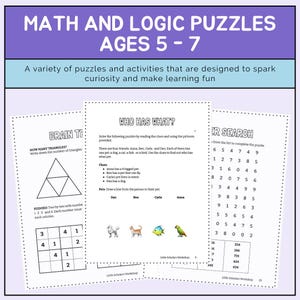 Kindergarten to Grade 2 Math & Logic Workbook | Puzzles, Patterns and Critical Thinking  | Printable PDF