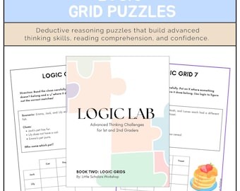 Grade 2 logisches Gitter Puzzles | Kritisches Denken und Problemlösungsaktivitäten | Druckbares PDF