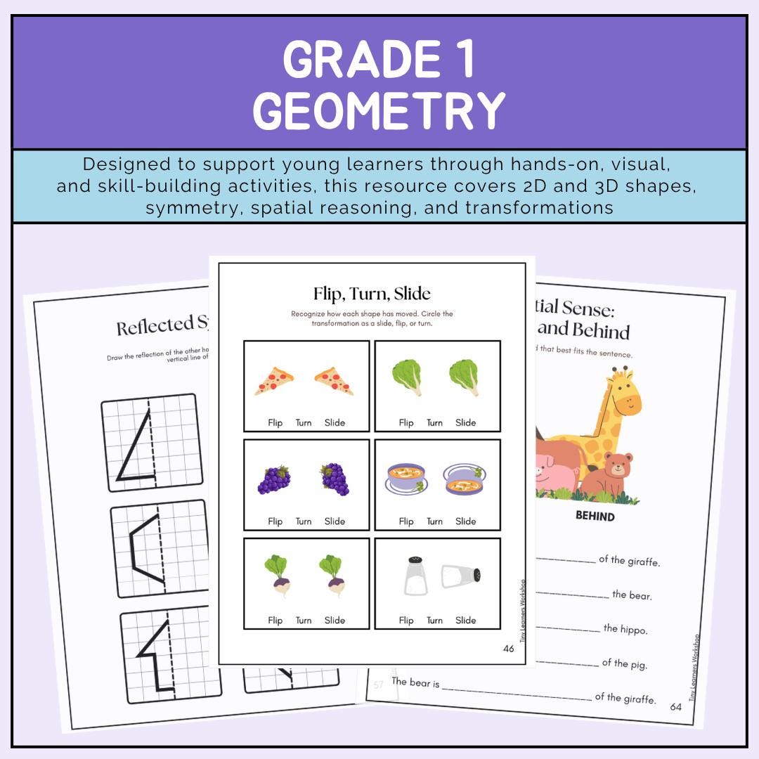 Grade 1 Geometry Workbook | 2D & 3D Shapes, Symmetry, Spatial Sense ...
