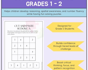 Sudoku-werkboek graad 1 | Logische puzzels voor kinderen van 5-7 jaar | Boek 2 (afdrukbare pdf)