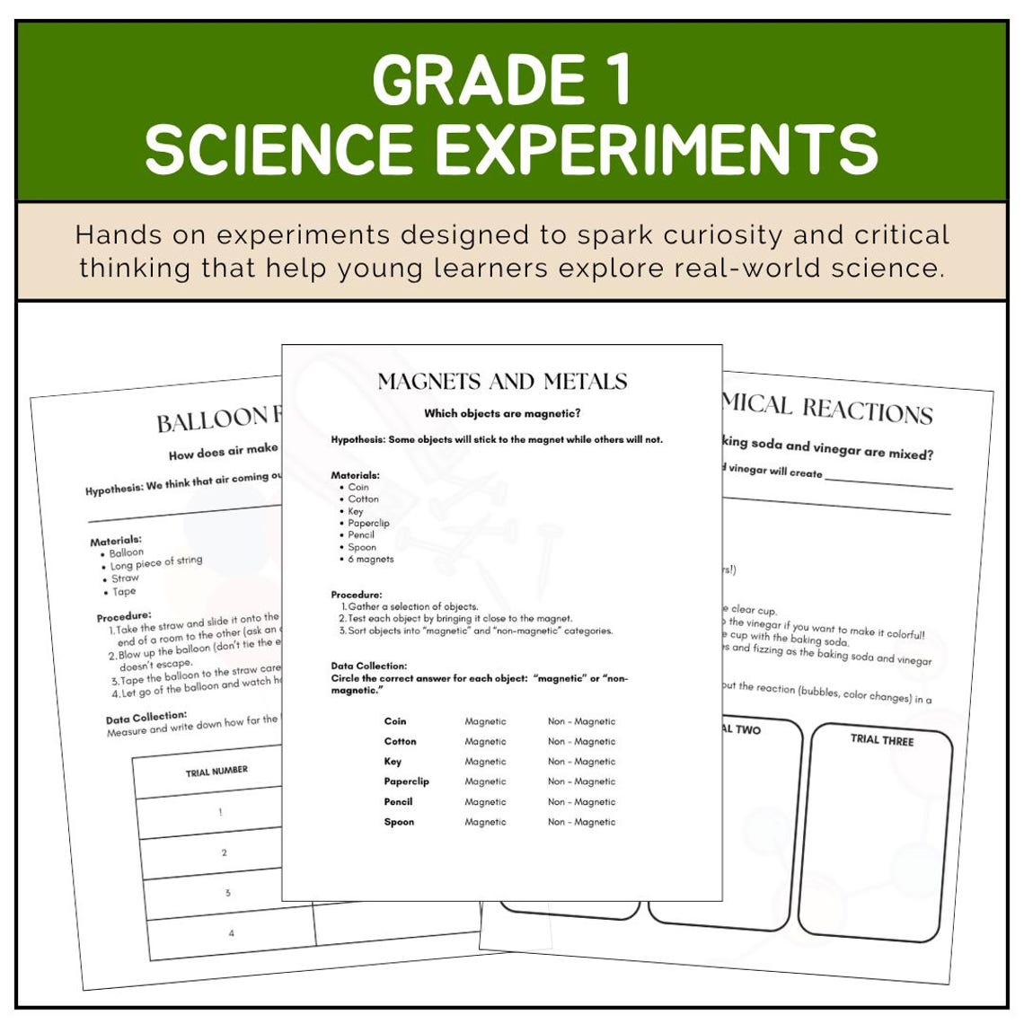 Grade 1 Science Experiments Workbook | 15 Hands-on STEM Activities (PDF ...
