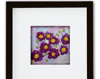 Purple Anemone Original One of a Kind Mixed Media Painting
