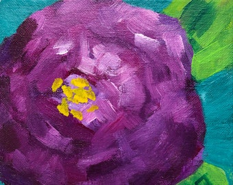 Purple Peony Original One of a Kind Acrylic Painting