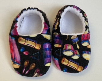 Percussion, Drums, Djembe, Musician Baby/Infant Soft Shoes, Size 6-12 Months - READY TO SHIP