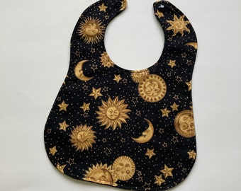 Celestial Sun Moon Drool Bib  - Ready to Ship!