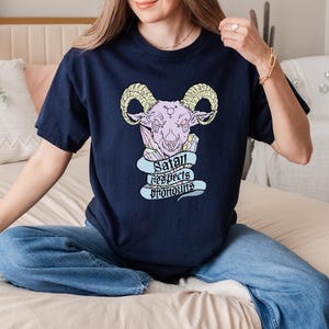 Satan Respects Pronouns T-Shirt Funny LGBTQ Inclusive Goth Pride Shirt Queer Horror Aesthetic Tee Alternative Dark Humor Gift