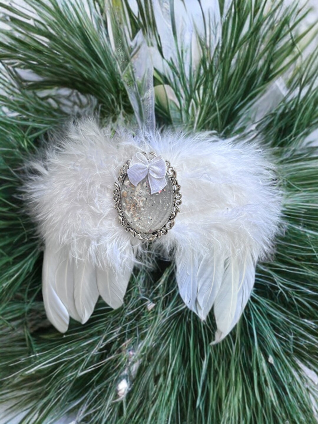 Memorial Ashes Cremation Angel Wings Christmas Ornament Bauble 