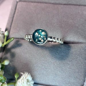 Memorial Hair Keepsake Ring Bubble Band 8mm Round or Teardrop - dog, cat, horse, child, babies first curl