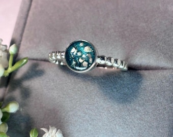 Memorial Hair Keepsake Ring Bubble Band 8mm Round or Teardrop - dog, cat, horse, child, babies first curl