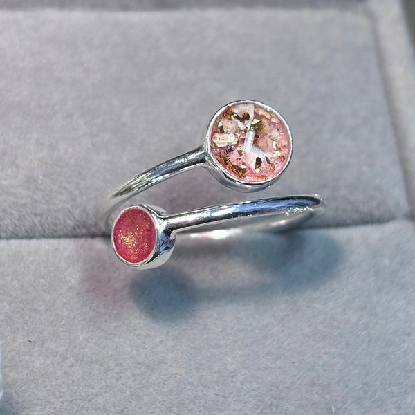 Adjustable 925 Silver Memorial Ring: Hair and Ashes Keepsake