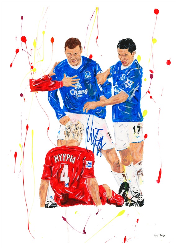 Signed Duncan Ferguson Everton FC Legend Painting