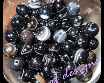 Genuine Crystal Bead Scoop 30 to 36 Beads Black Banbed Agate Lapis Lazulo Cheery Creek Jasper Tourmoline Moonstone Moss Lukcy Jade Coral