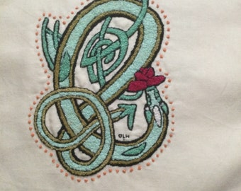 Medieval Inspired Dragon Letters(E2, L, M, M2, N, N2, O) Original Embroidery Panels