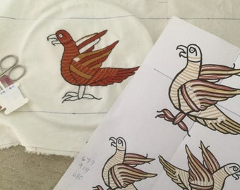 Medieval Bayeux Bird embroidery pattern PDF