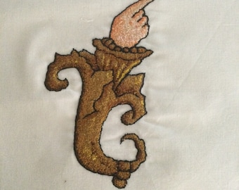 Medieval French Rouen Manicule  Embroidery Panel only