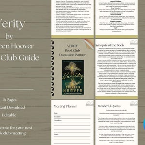 Verity by Colleen Hoover, Book Club Guide Planner