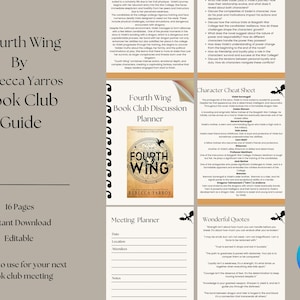 Fourth Wing by Rebecca Yarros, Book Club Guide Planner