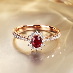 Pigeon Blood Red Ruby Ring,18k Solid Gold Ring, Unique Engagement Ring, Women Ruby Ring, Simple Ruby Ring, Gift For Her Ring For Women