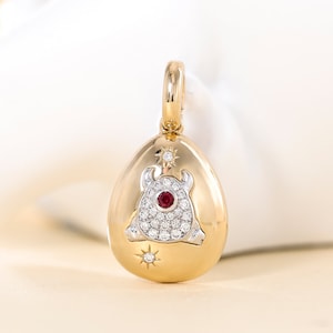 18k Solid Gold Pendant, Ruby Pendant With Diamond, Unique Pendant For Women, Gift For Her, Daily Jewelry for Girl, Natural Gemstone Pendant