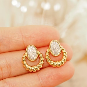 Women Earrings With Diamond, 18k Solid Gold Earrings Unique Engagement Earrings, Statement Diamond Earrings For Women Daily Diamond Earrings