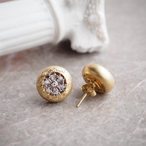 Vintage gold Earrings with Diamond, 18k Solid Gold Earrings, Unique Engagement Earrings, Statement Earrings Gift For Her Earrings For Women