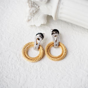 Vintage gold Earrings with Diamond, 18k Solid Gold Earrings, Unique Engagement Earrings, Statement Earrings Gift For Her Earrings For Women