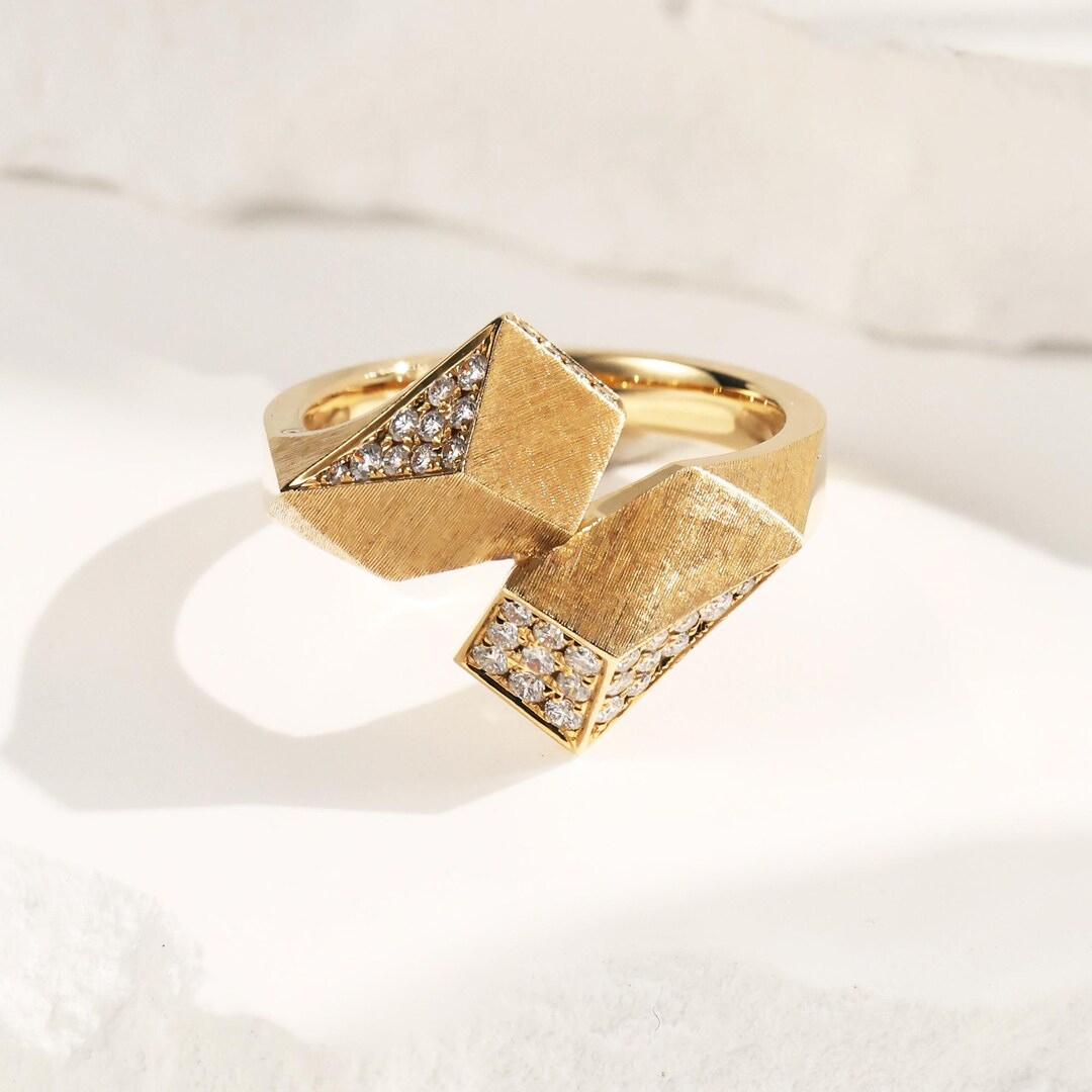 Hand Made Diamond Rings Handmade Diamond Ring,18k Solid Gold Ring, Unique Engagement Ring, Ring ...
