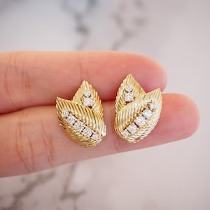 Women Earrings With Diamond 18k Solid Gold Earrings Unique Engagement Earrings Statement Diamond Earrings For Women Daily Diamond Earrings
