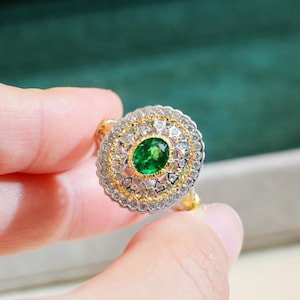 Tsavorite Ring, Tsavorite Jewelry, Tsavorite engagement ring,18k Solid Gold Ring, Vintage Ring for Women, Gift for Her, Natural Tsavorite