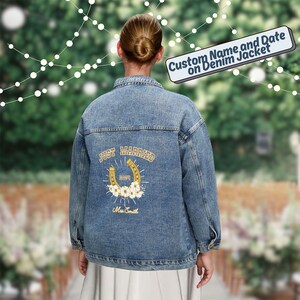 Custom Bridal Jeans Jacket, Just Married, Custom Wifey Jacket, Custom Last name,  Jean Jacket