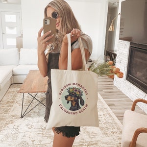 Dachshund Terrier Canvas Tote, Perfect for Dog Mom, Dachshund Gift, Aesthetic Floral Canvas Tote Bag, Dachshund, Sausage Dog