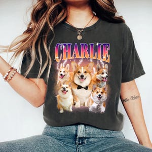 Custom Comfort Colors® Retro Pet Shirt, Personalized Pet Shirt, Custom Photo Vintage 90s Graphic, Bootleg Rap Dog T-Shirt, Custom Design Tee