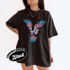 Transgender Phoenix Reborn Pride Flag Comfort Colors Shirt, Transsexual Support Tee, LGBT Bird Symbol Top Gift