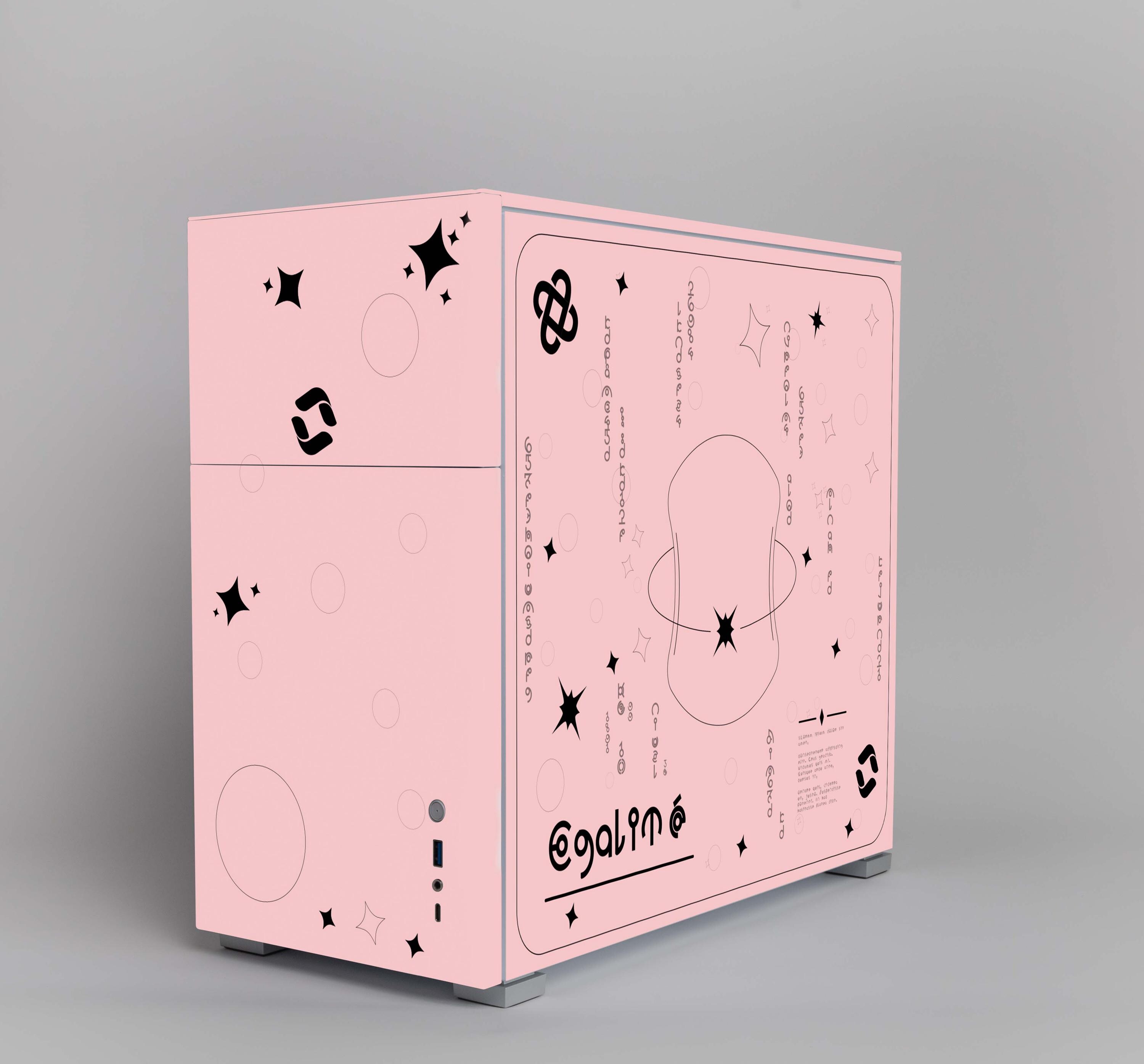 PC case, Jonsho D31 STD, pastel pink color