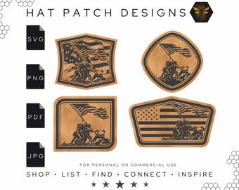 Iwo Jima SVG: Patriotic Military Hat Patch Designs (Digital Download)