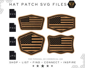 American Flag Hat Patch SVG Laser Cut File (Digital Download, x4 Designs)