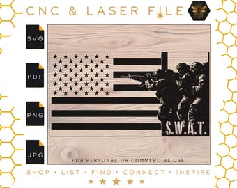 SWAT American Flag SVG | CNC Laser Cut File (Digital Download)