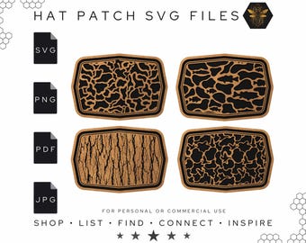 Camo Hat Patch SVG Files: Duck, Fish, Bark Patterns (Digital Download)