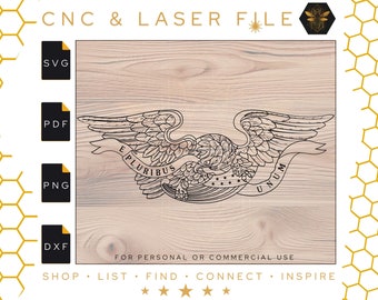 E Pluribus Unum Eagle Svg | Patriotic Vector Files | Detailed Eagle Vector File | Eagle Svg | CNC and Laser Eagle File | Pdf | PNG | DXF