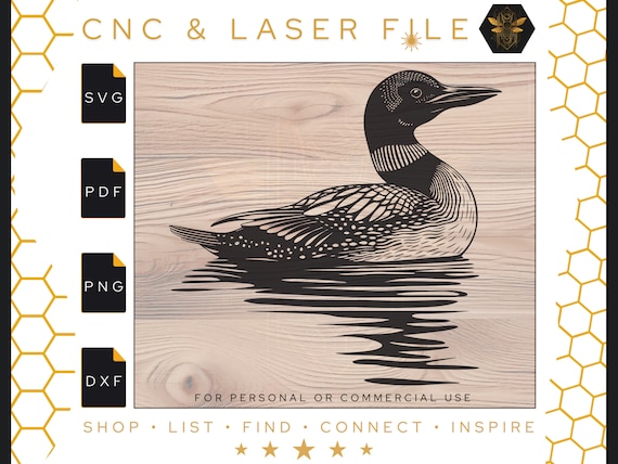 Common Loon Vector Art | CNC Laser Cut File (svg, pdf, png, dxf)