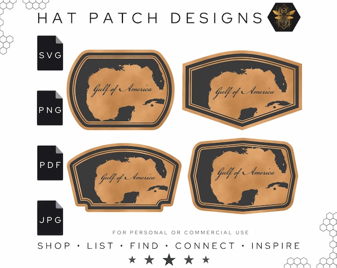 Featured listing image: Gulf of America Hat Patch Designs SVG  | Gulf of America | Laser Leather Patched Files | Digital Download | President Trump | Patch SVGs